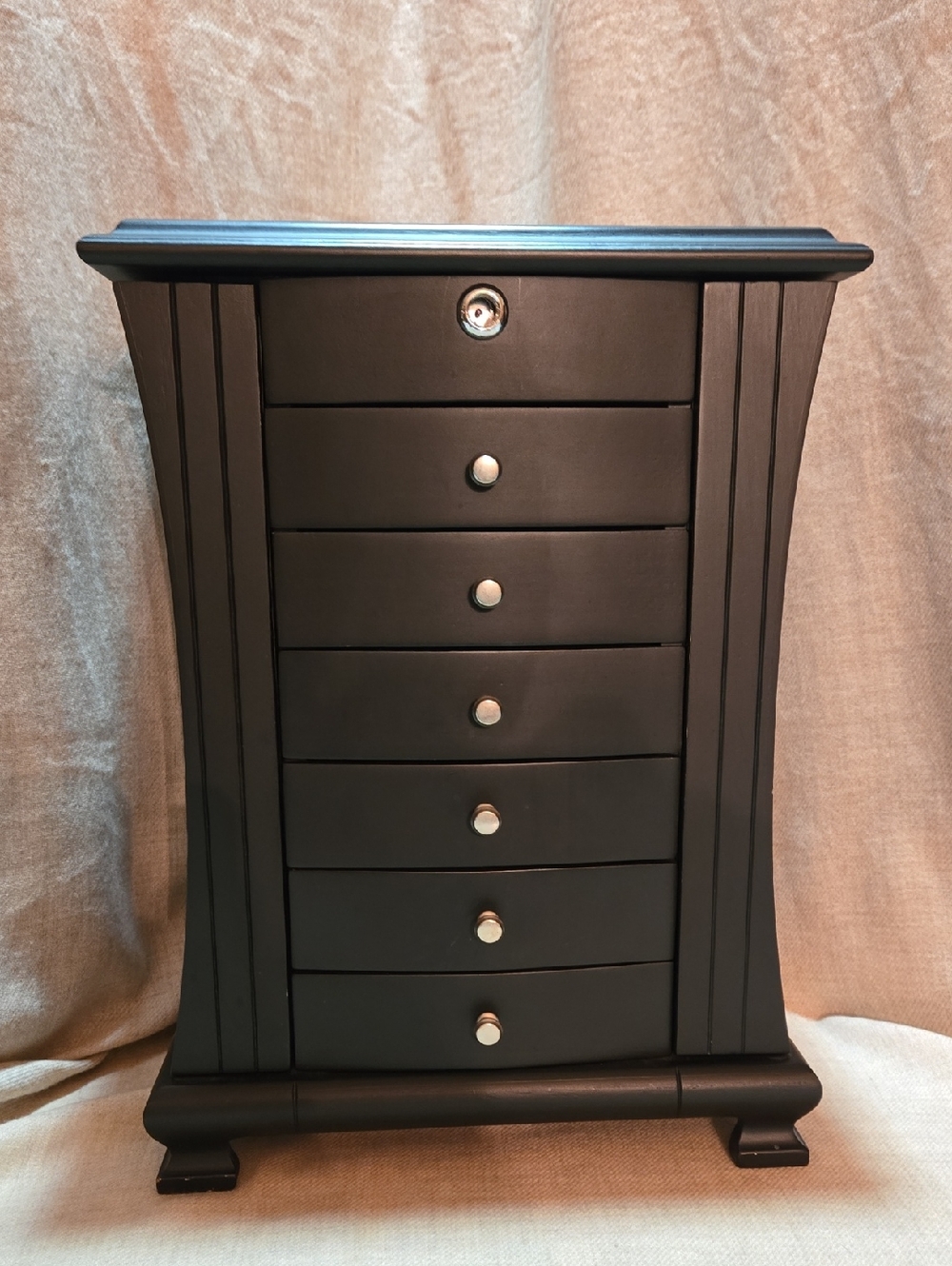 Mele & Co "Layla" Black Jewelry Armoire With Top Drawer 11" × 7" × 14 3/4"